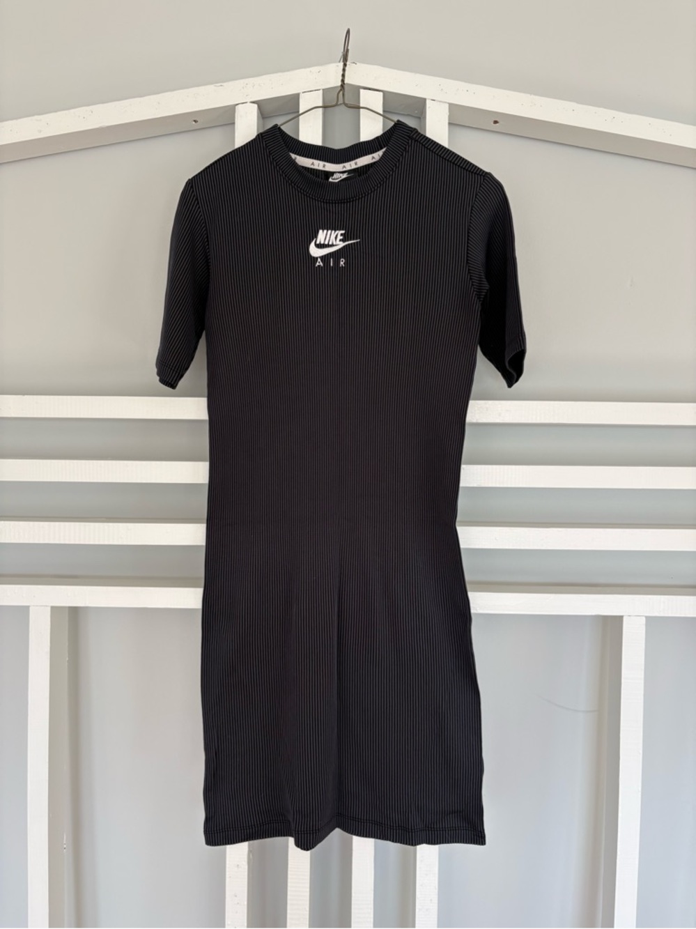 Nike Air Ribbed Mock Neck T-Shirt Dress Black Size Small